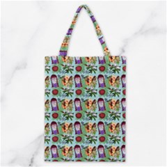 Purple Glasses Girl Pattern Blue Classic Tote Bag