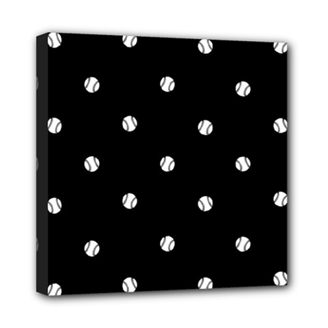 Black And White Baseball Motif Pattern Mini Canvas 8  X 8  (stretched)