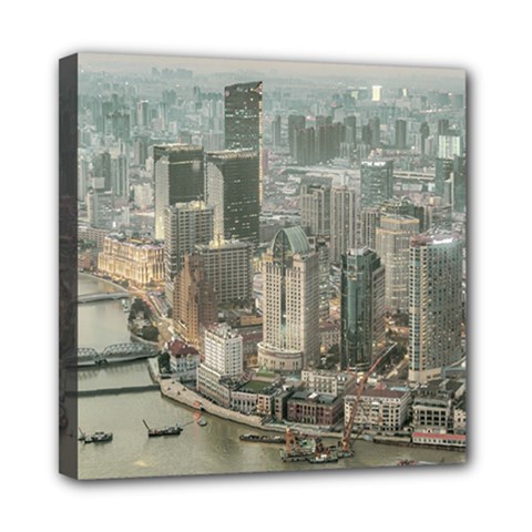 Lujiazui District Aerial View, Shanghai China Mini Canvas 8  X 8  (stretched)