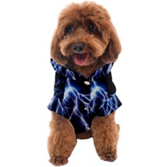 Blue Lightning At Night, Modern Graphic Art  Dog Coat