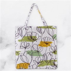 Flower Line Art Color Seamless Pattern Grocery Tote Bag