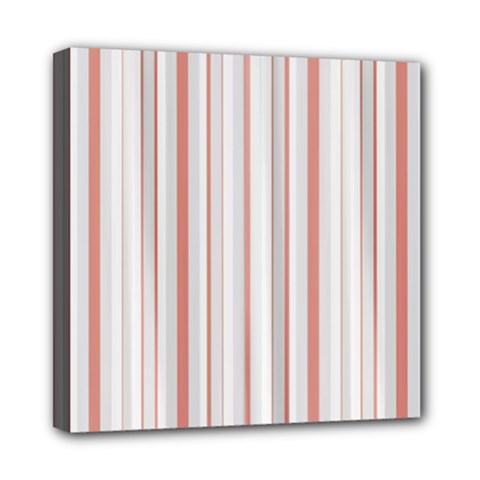 Salmon And Grey Linear Design Mini Canvas 8  X 8  (stretched)
