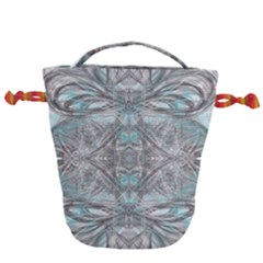 Mixed Media Marbling Collage Drawstring Bucket Bag