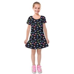 Bright And Beautiful Butterflies Kids  Short Sleeve Velvet Dress