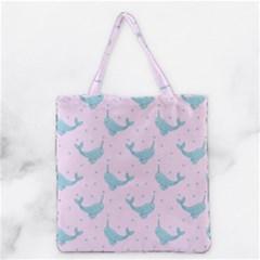 Narwales Stars  Pattern Pink Grocery Tote Bag