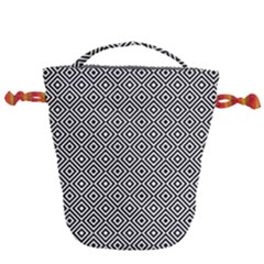 Square-black Drawstring Bucket Bag