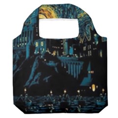 Cartoon Starry Night Vincent Van Gofh Premium Foldable Grocery Recycle Bag