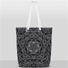 Illustration Black White Rosette Mandala Ornament Wallpaper Full Print Rope Handle Tote (small)