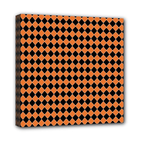 Halloween Black Orange Plaids Mini Canvas 8  X 8  (stretched)