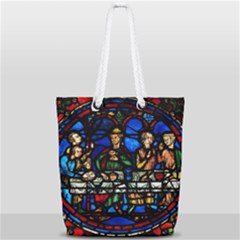Window Stained Glass Chartres Cathedral Full Print Rope Handle Tote (small)