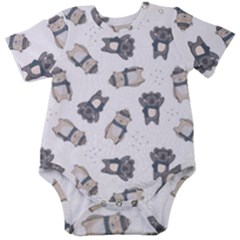 Cute Seamless Pattern With Koala Panda Bear Baby Short Sleeve Onesie Bodysuit