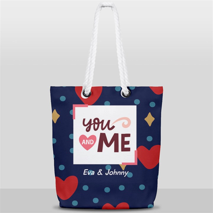 Love Type Full Print Rope Handle Tote (Small)