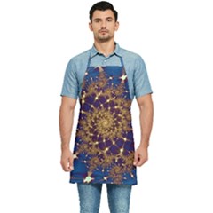 Fractal Spiral Art Pattern Blue Design Kitchen Apron