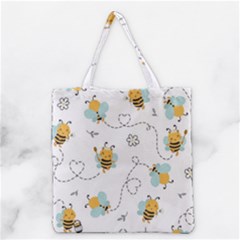 Bee Art Pattern Design Wallpaper Background Print Grocery Tote Bag