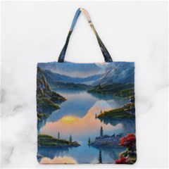 Somber Lake Sunset Grocery Tote Bag