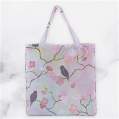 Birds Blossom Seamless Pattern Grocery Tote Bag