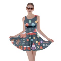 Vector Set Cute Christmas Elements Santa Penguin Deer Bear Fox Owl Trees Snowman Bird Angel More Skater Dress