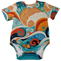Waves Ocean Sea Abstract Whimsical Abstract Art 4 Baby Short Sleeve Bodysuit