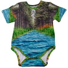 River Forest Landscape Nature Baby Short Sleeve Bodysuit