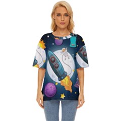 Spaceship-astronaut-space Oversized Basic Tee