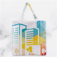 Silhouette Cityscape Building Icon Color City Grocery Tote Bag