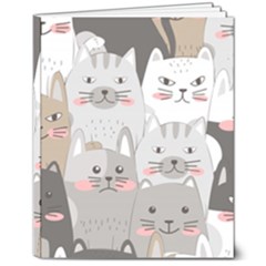 Cute Cats Seamless Pattern 8  X 10  Hardcover Notebook