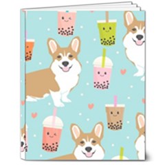 Welsh Corgi Boba Tea Bubble Cute Kawaii Dog Breed 8  X 10  Hardcover Notebook
