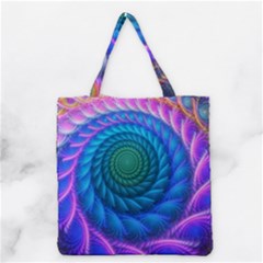 Peacock Feather Fractal Grocery Tote Bag