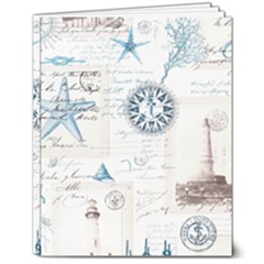 Nautical Lighthouse Vintage Postcard French Writing 8  X 10  Hardcover Notebook