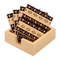 Abstract Art Pattern Design Vintage Bamboo Coaster Set