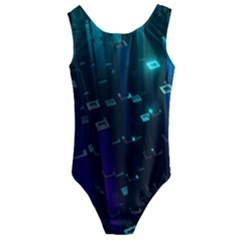 Abstract Building City 3d Kids  Cut-out Back One Piece Swimsuit