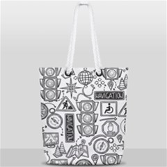 Navigation-seamless-pattern Full Print Rope Handle Tote (small)