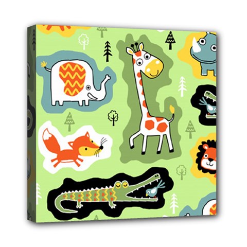 Seamless-pattern-with-wildlife-animals-cartoon Mini Canvas 8  X 8  (stretched)