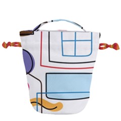 Sketch Line Art Doodles Design Drawstring Bucket Bag