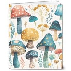 Mushroom Forest Fantasy Flower Nature 8  X 10  Hardcover Notebook