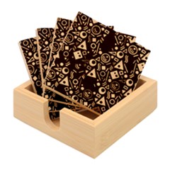 Doodle Pattern Bamboo Coaster Set