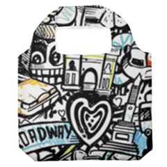 New York City Nyc Broadway Doodle Art Premium Foldable Grocery Recycle Bag