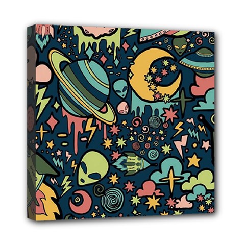 Alien Ocket Space Aesthetic Pattern Mini Canvas 8  X 8  (stretched)