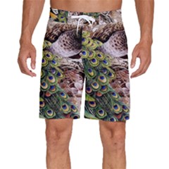 Japanese Painting Flower Peacock Men s Beach Shorts