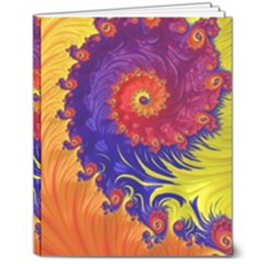Fractal Spiral Bright Colors 8  X 10  Hardcover Notebook