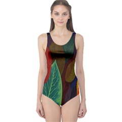 Leaves, Colorful, Desenho, Falling, One Piece Swimsuit