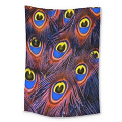Peacock-feathers,blue,yellow Large Tapestry