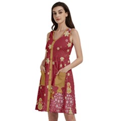 Christmas Gingerbread Sleeveless Dress With Pocket