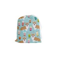 Welsh Corgis Dog Boba Tea Bubble Tea Cute Kawaii Drawstring Pouch (small)