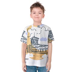 Poster Map Flag Lotus Boat Kids  Cotton T-shirt