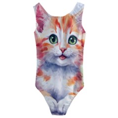 Kitty Watercolour Kids  Cut-out Back One Piece Swimsuit