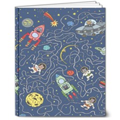 Cat Cosmos Cosmonaut Rocket 8  X 10  Hardcover Notebook