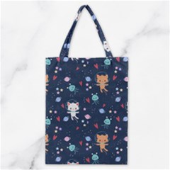 Cute Astronaut Cat With Star Galaxy Elements Seamless Pattern Classic Tote Bag