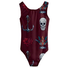 Tattoo Old School Background Pattern Kids  Cut-out Back One Piece Swimsuit