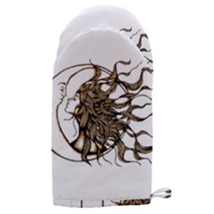 Psychedelic Art Drawing Sun And Moon Head Fictional Character Microwave Oven Glove